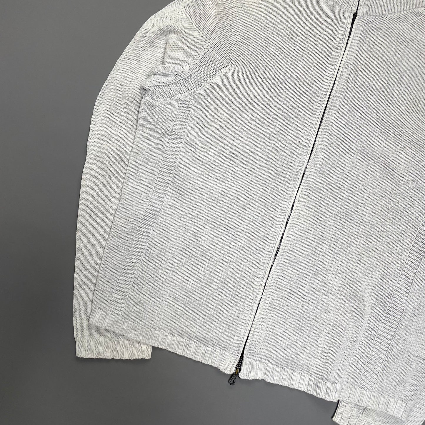 Stone Island White Zip-Through Knit Jumper SS03