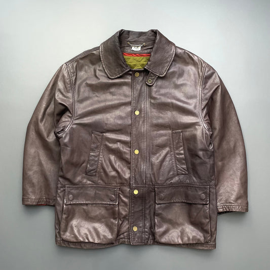 C.P. Company Brown 1992 Ideas From Massimo Osti Lined Leather Overcoat