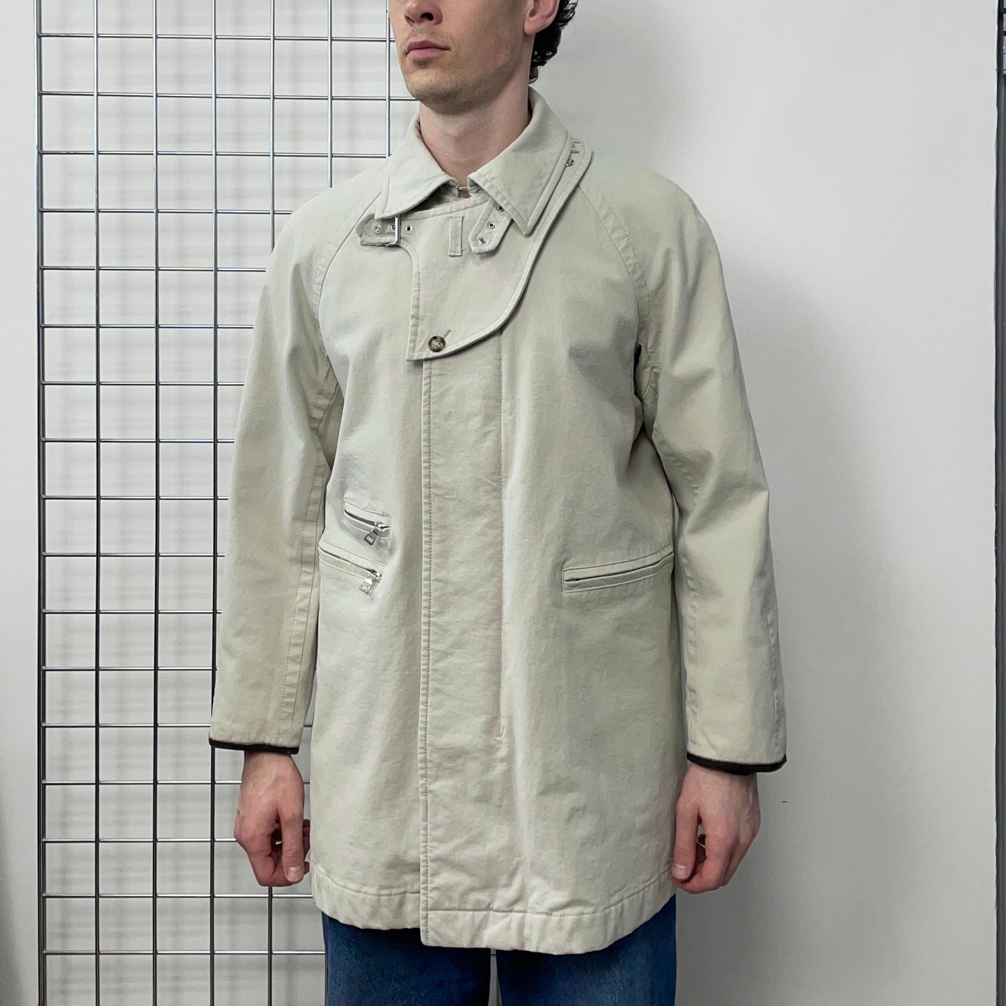 Prada Sport Cream White 00s Cotton Technical Trench Coat