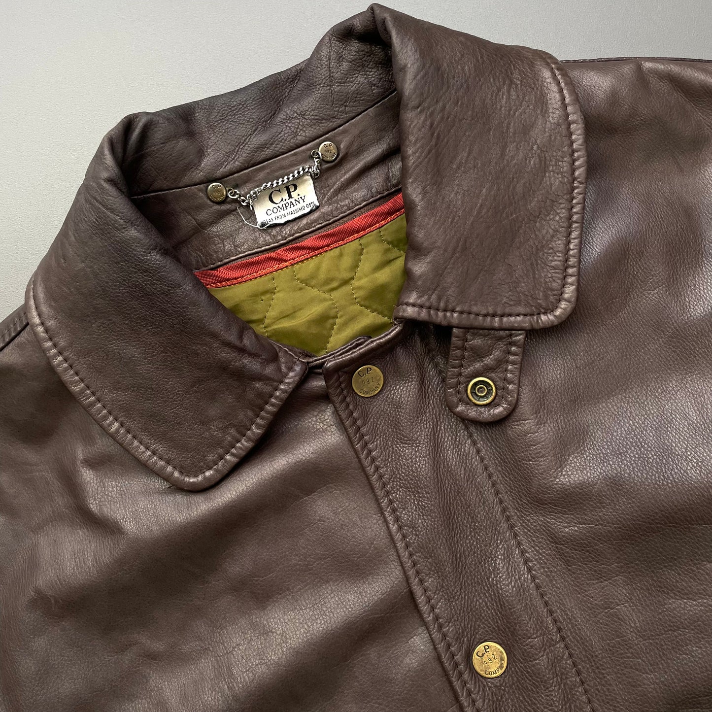 C.P. Company Brown 1992 Ideas From Massimo Osti Lined Leather Overcoat