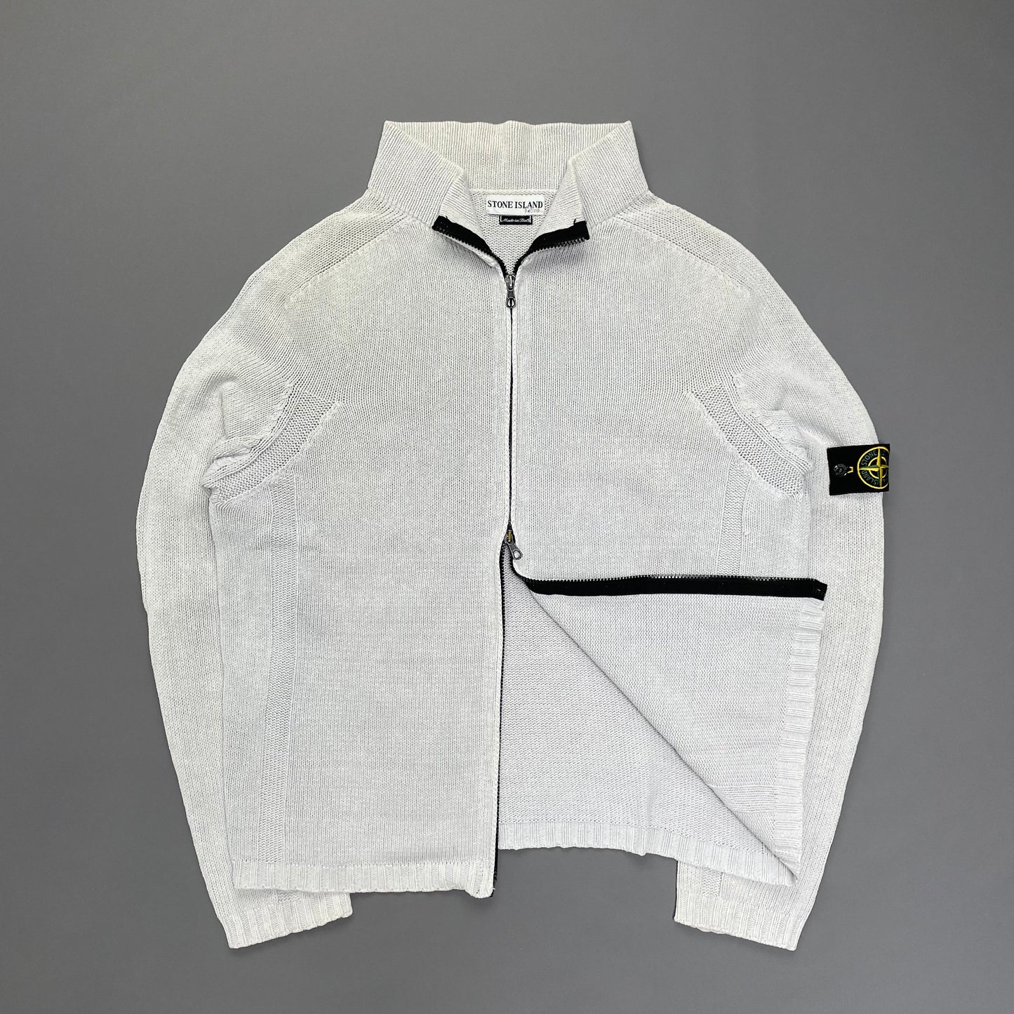 Stone Island White Zip-Through Knit Jumper SS03