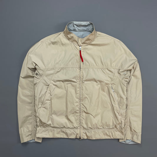 Prada Sport Beige & Blue 00s Reversible Lightweight Nylon Biker Jacket