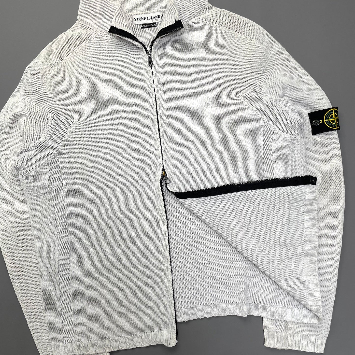 Stone Island White Zip-Through Knit Jumper SS03