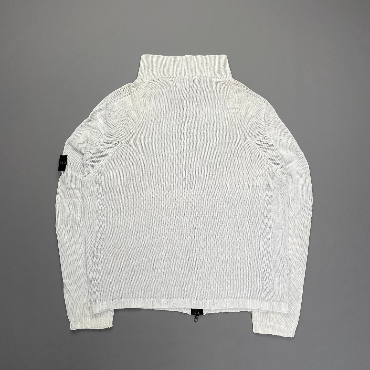 Stone Island White Zip-Through Knit Jumper SS03