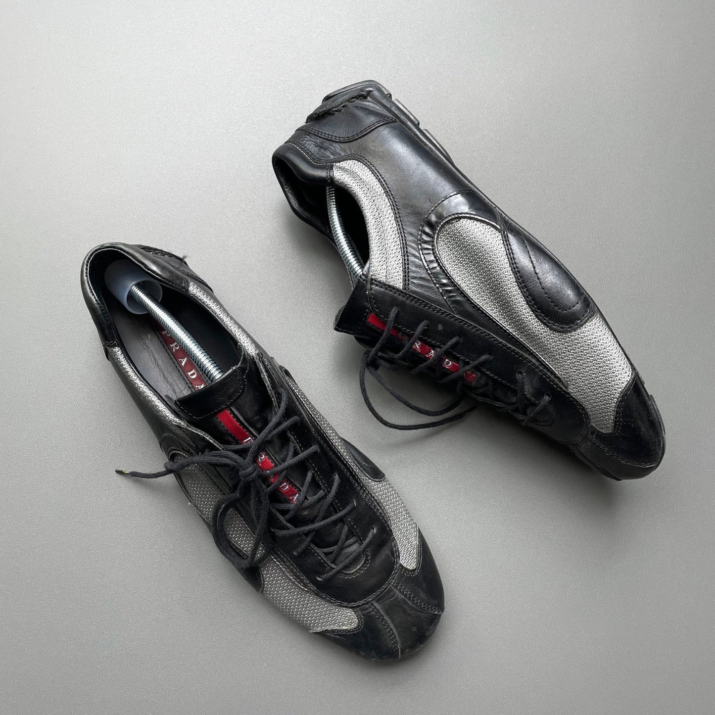 Prada Black & Grey 00s Monte Carlo Leather Trainers