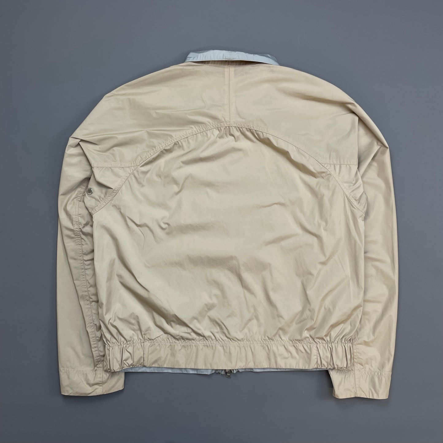 Prada Sport Beige & Blue 00s Reversible Lightweight Nylon Biker Jacket