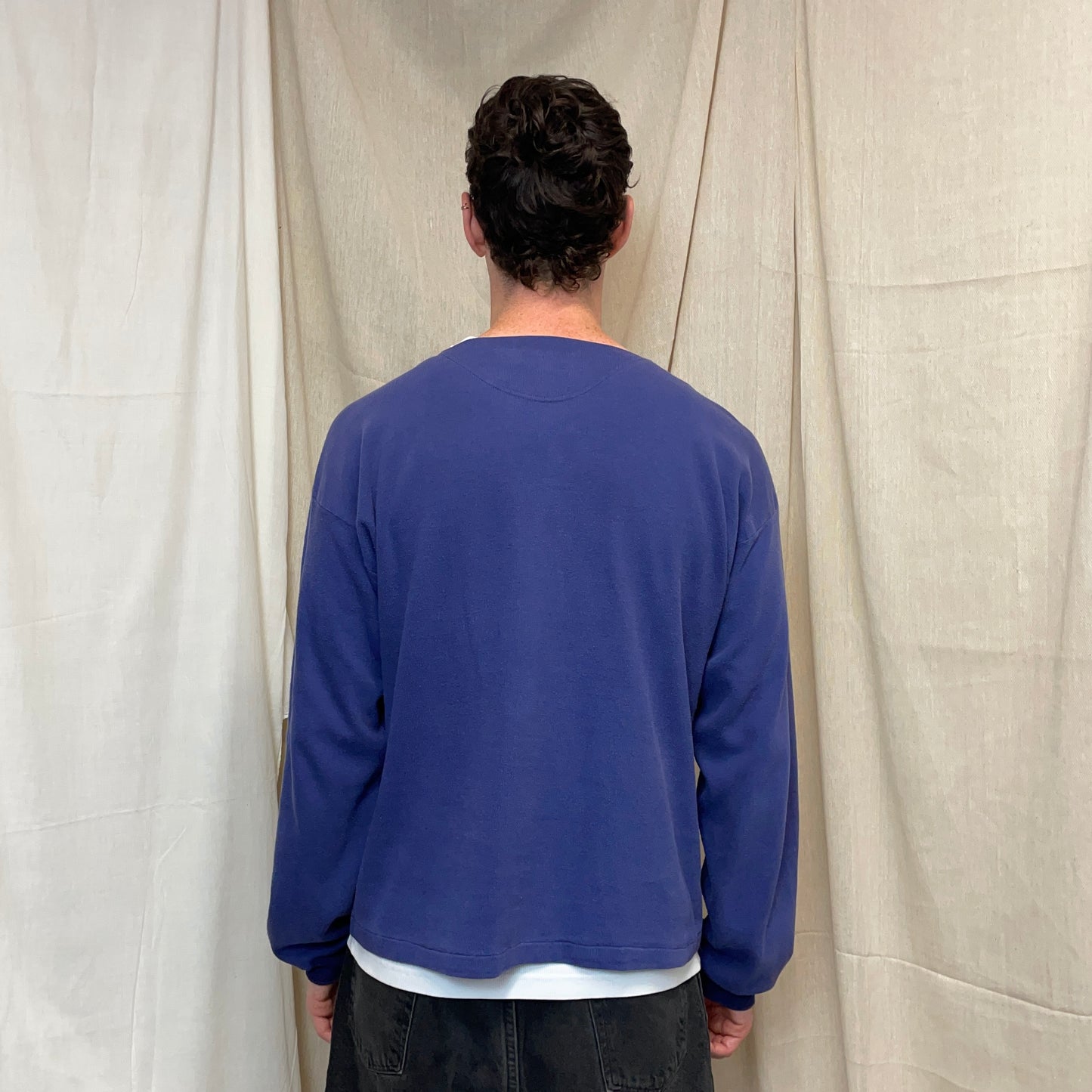 Stone Island Blue 80s Marina Scoop Neck Button-Up Jumper