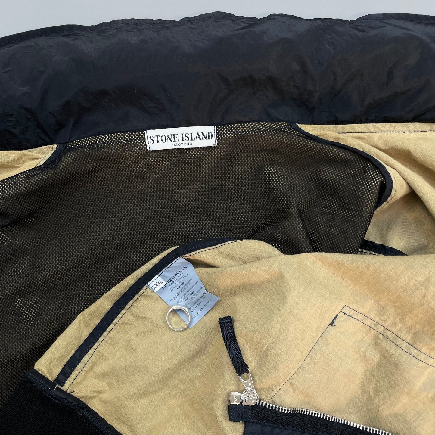 Stone Island Navy SS08 Nylon Metal Archivio Concealed Hood Lightweight Bomber Jacket
