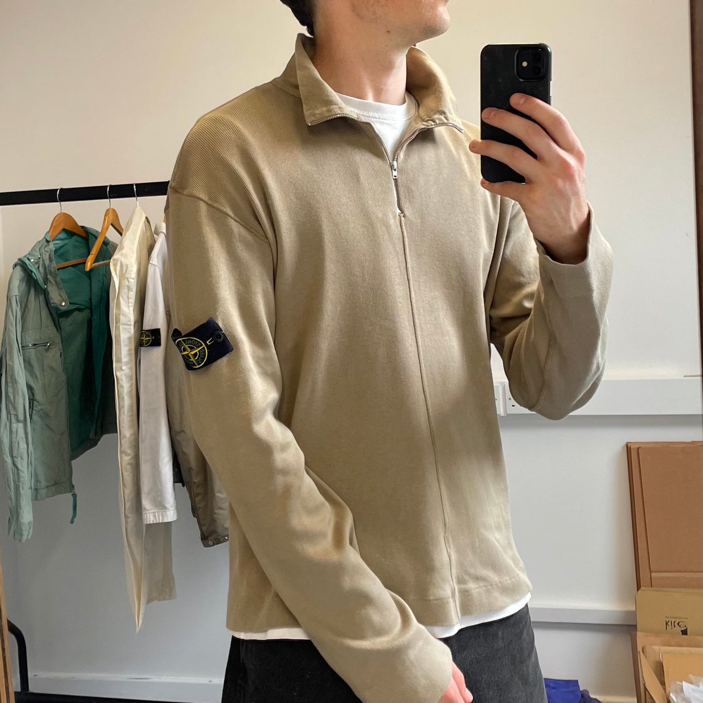 Stone Island Light Brown Quarter Zip SS05