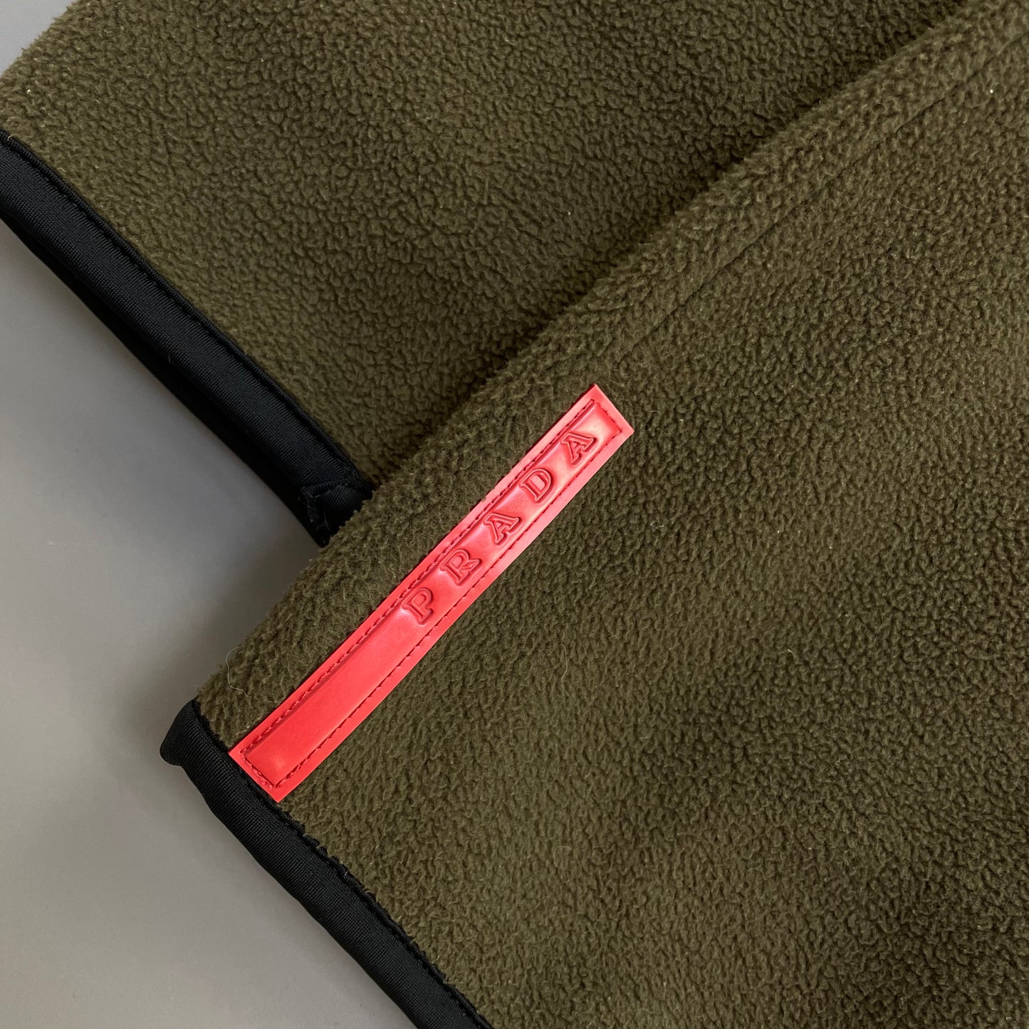 Prada Sport Khaki 00s Nylon Panelled Zip-Through Fleece Jacket