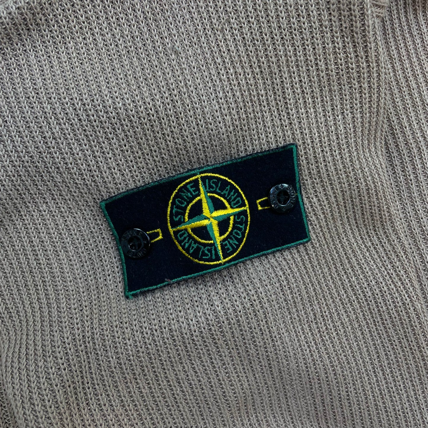 Stone Island Brown 1980s Boat Neck Green Edge Badge Ribbed Knit Jumper