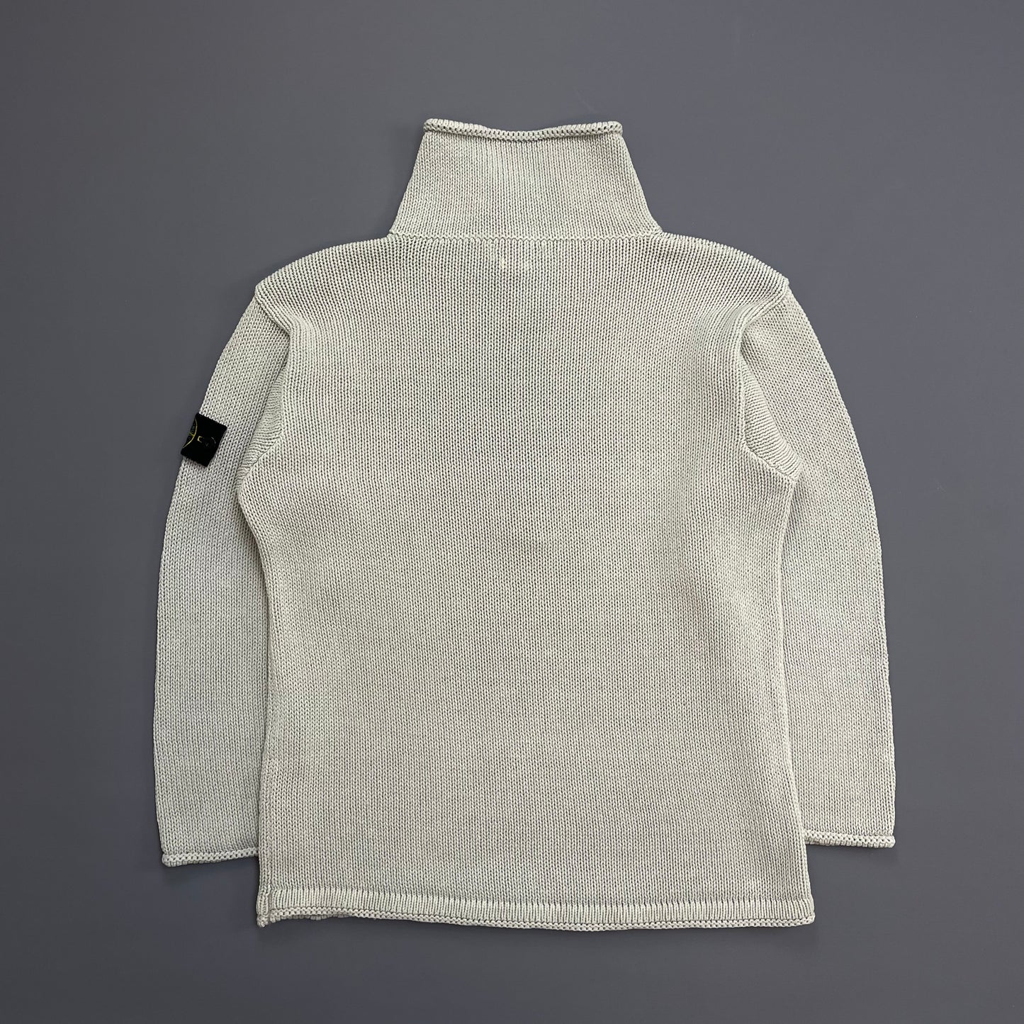 Stone Island Grey SS00 Heavyweight Button Collar Knit Jumper