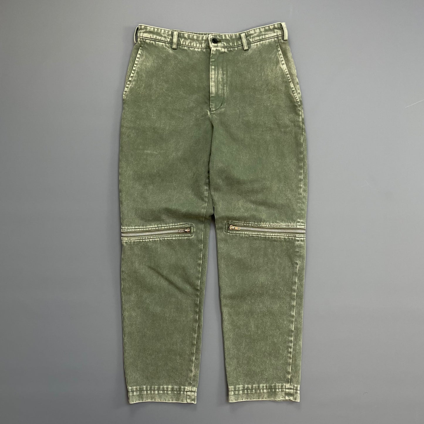 Comme Des Garçons BLACK Green Wash Zip Detailed Denim Jeans