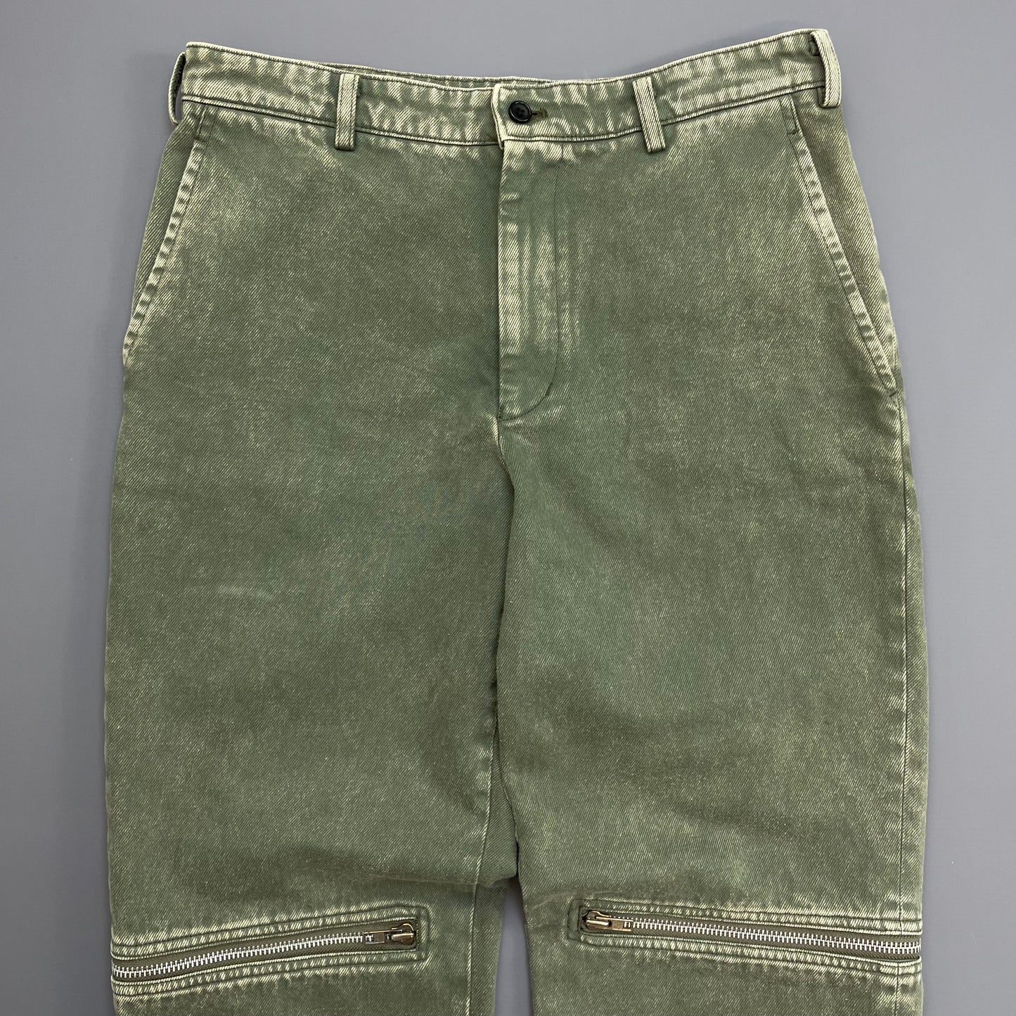Comme Des Garçons BLACK Green Wash Zip Detailed Denim Jeans