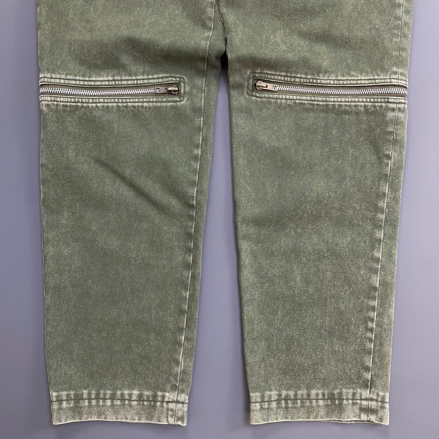 Comme Des Garçons BLACK Green Wash Zip Detailed Denim Jeans