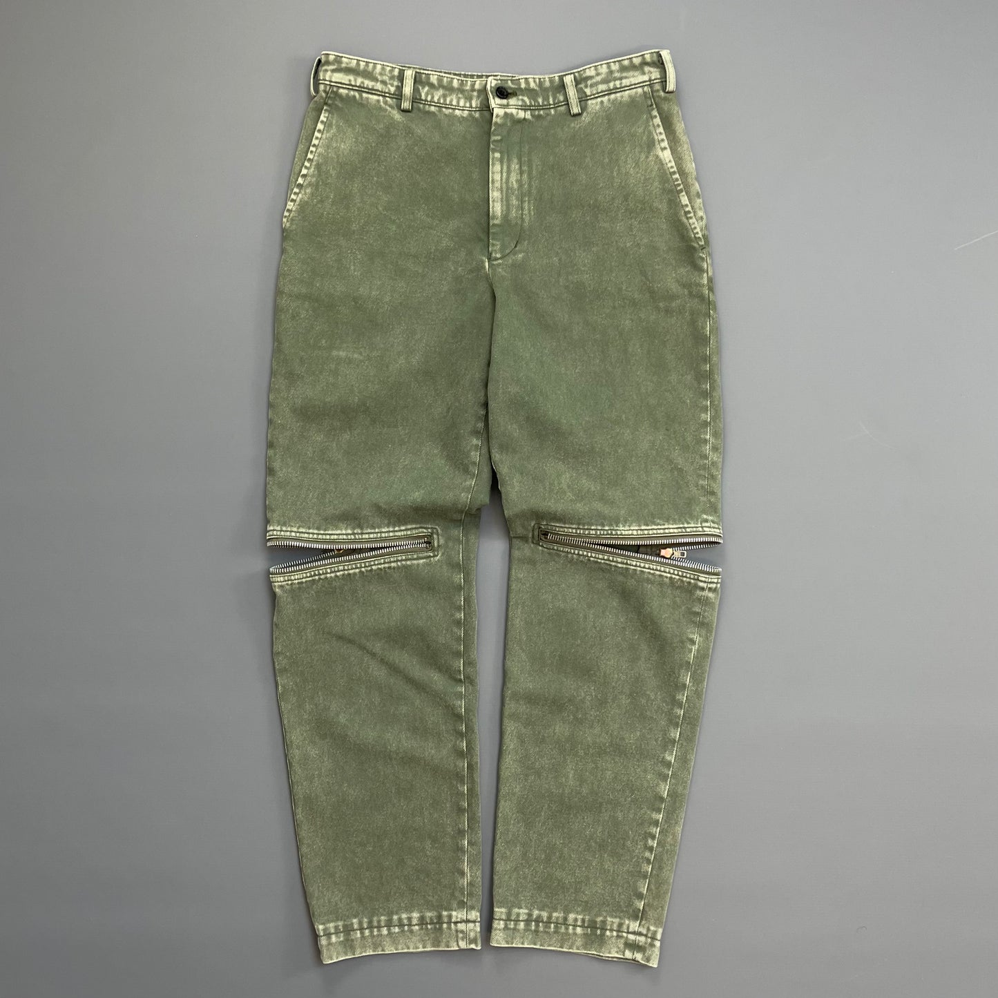 Comme Des Garçons BLACK Green Wash Zip Detailed Denim Jeans