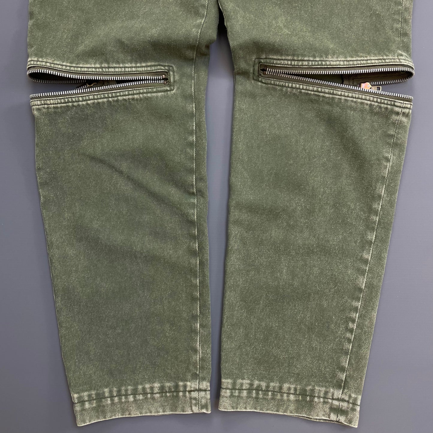 Comme Des Garçons BLACK Green Wash Zip Detailed Denim Jeans