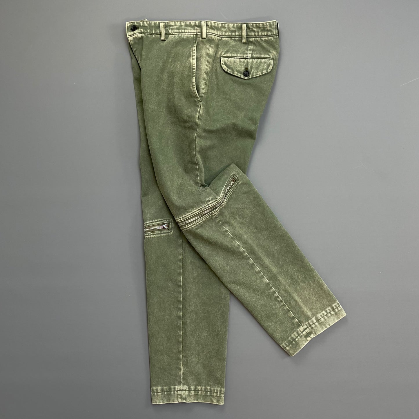 Comme Des Garçons BLACK Green Wash Zip Detailed Denim Jeans