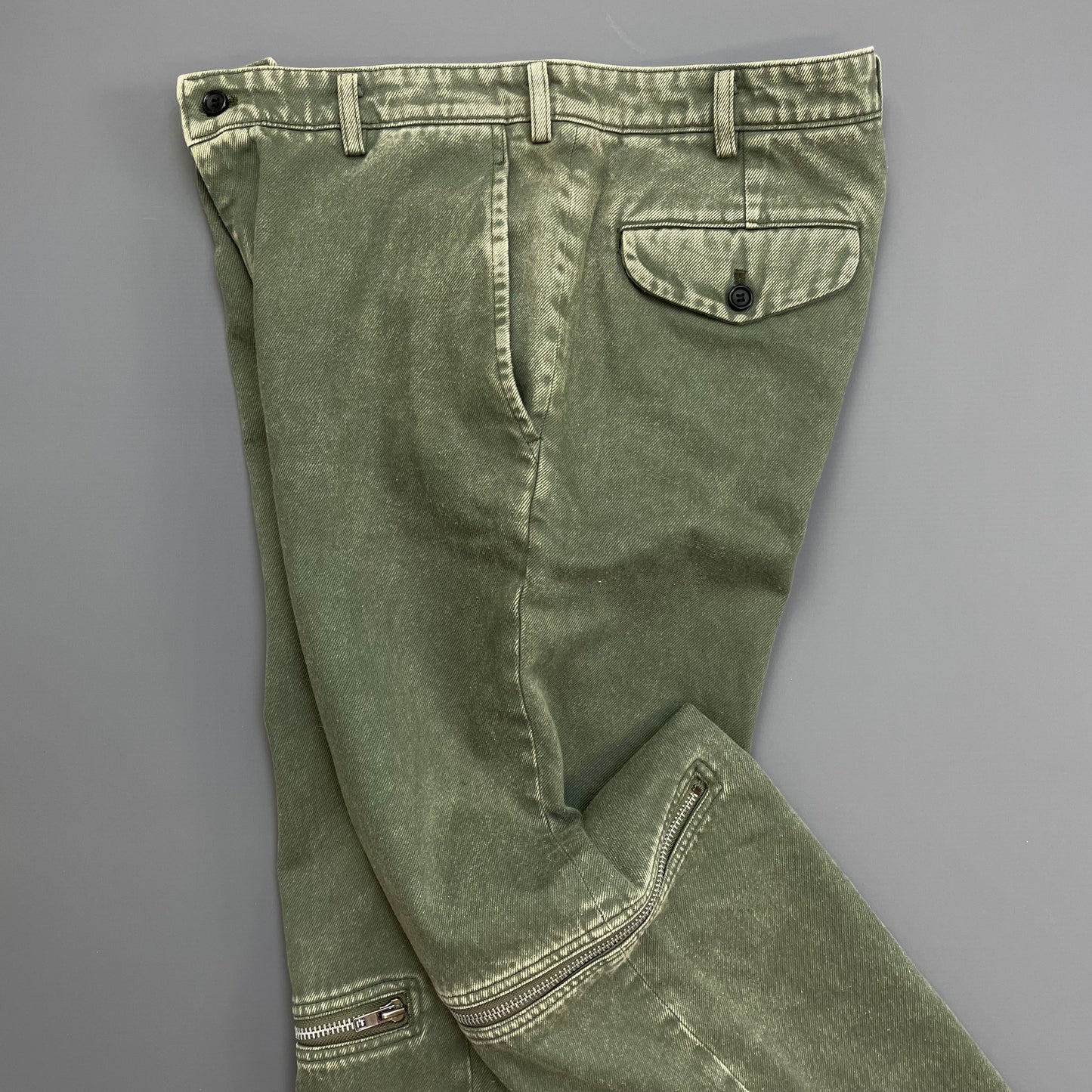 Comme Des Garçons BLACK Green Wash Zip Detailed Denim Jeans