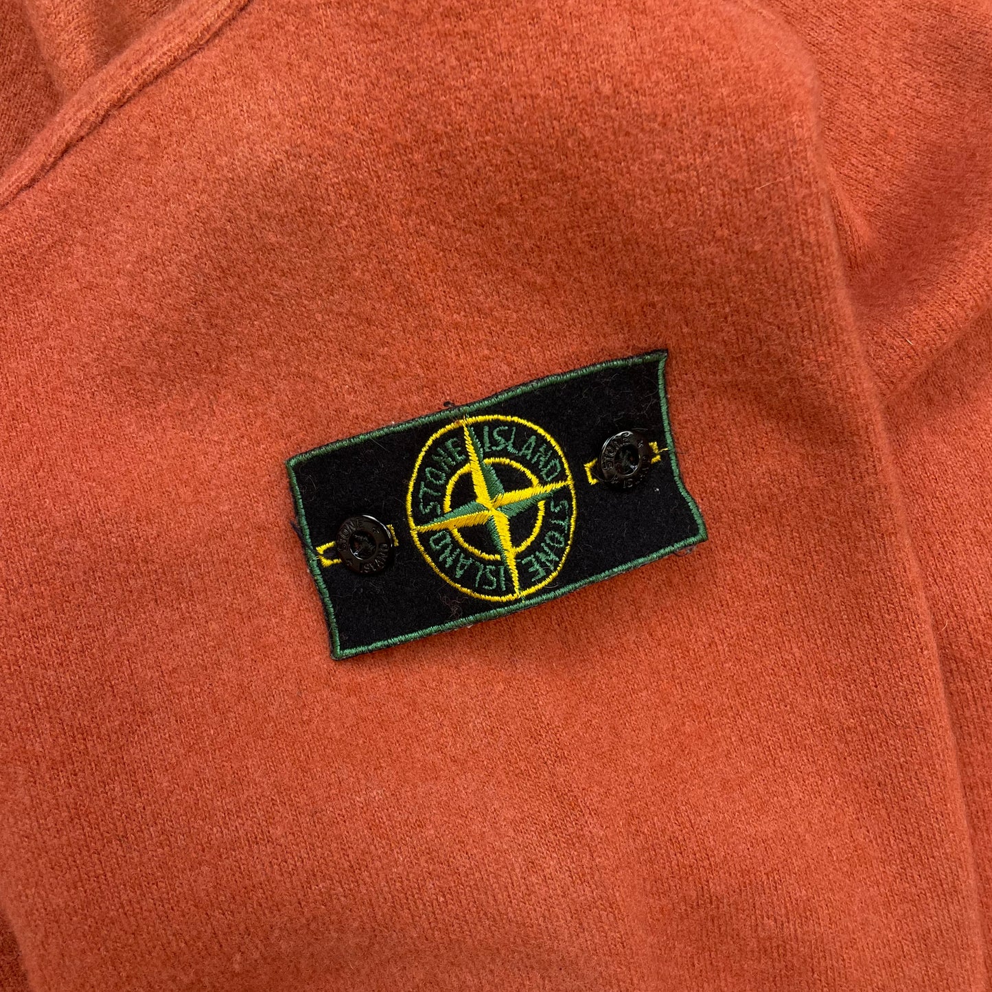Stone Island Orange SS94 Wool Mockneck Green Edge Badge Knit Jumper
