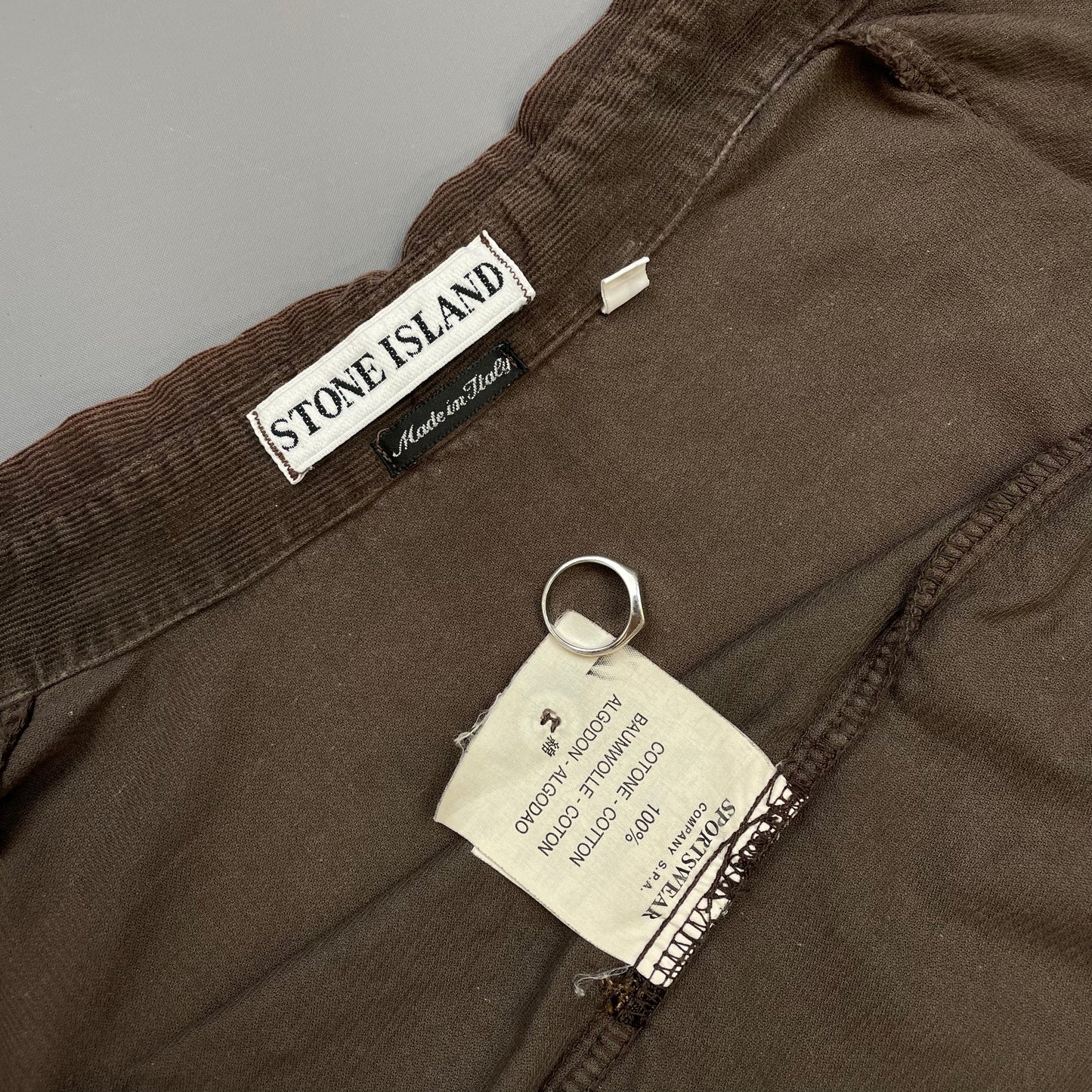 Stone Island Brown AW97 Fine Cord Concealed Button-Up Shirt