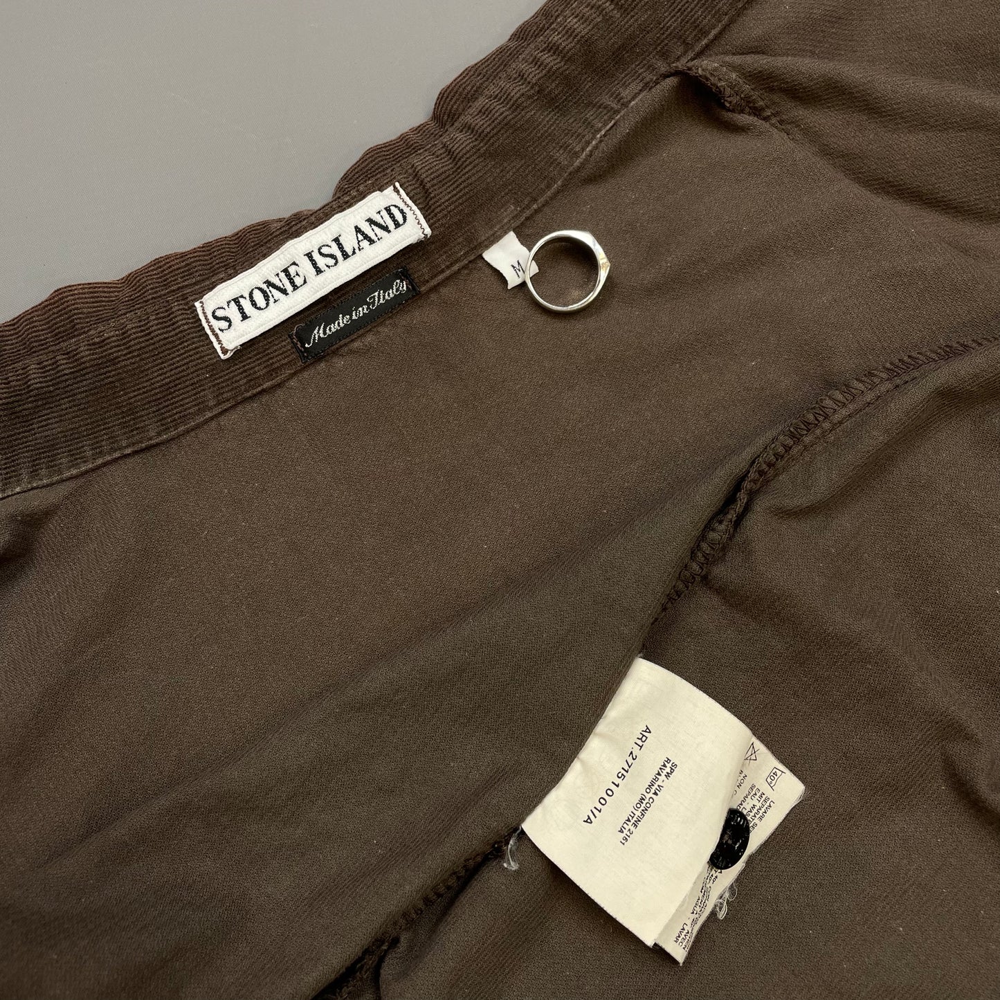 Stone Island Brown AW97 Fine Cord Concealed Button-Up Shirt