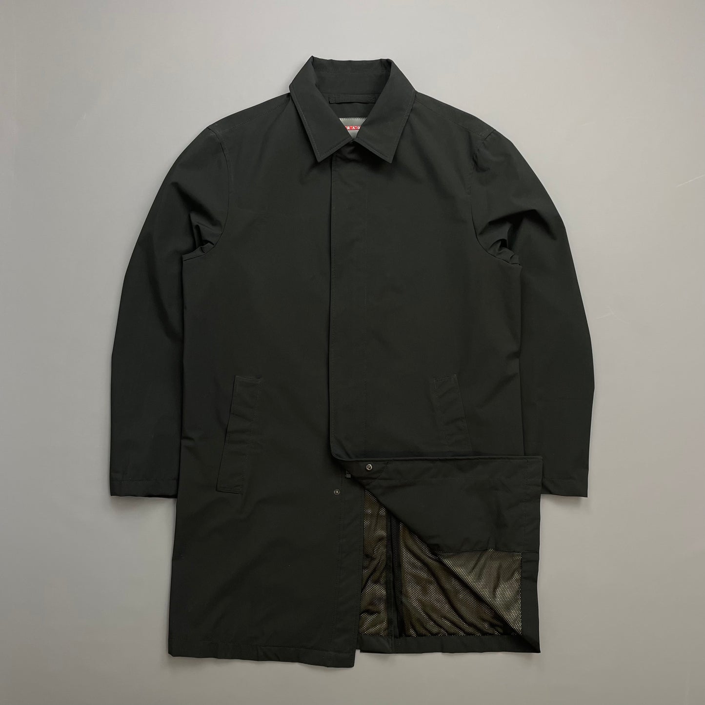 Prada Sport Black 2006 Waterproof Lightweight Trench Coat