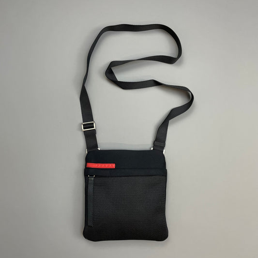 Prada Sport Black 1999 Neoprene Mesh Side Shoulder Bag
