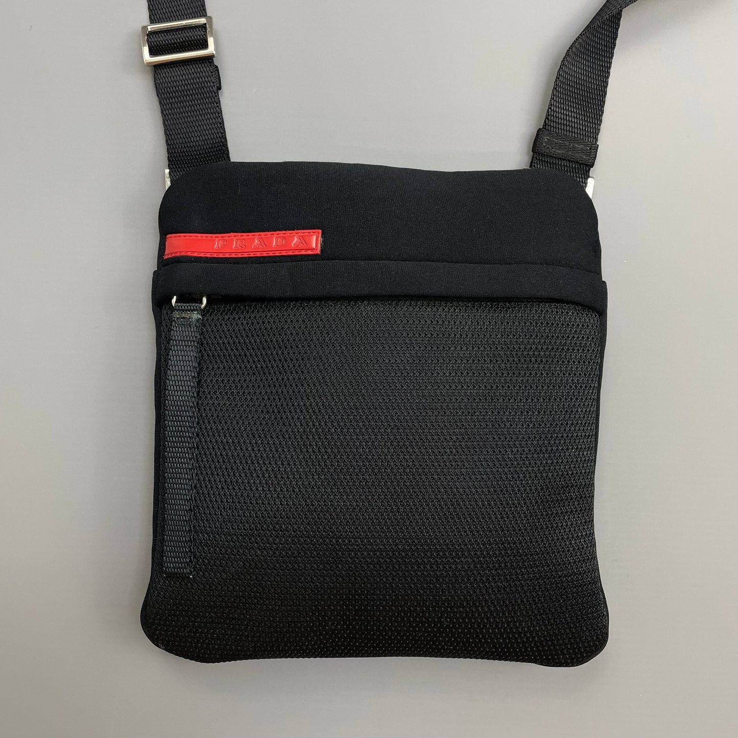 Prada Sport Black 1999 Neoprene Mesh Side Shoulder Bag