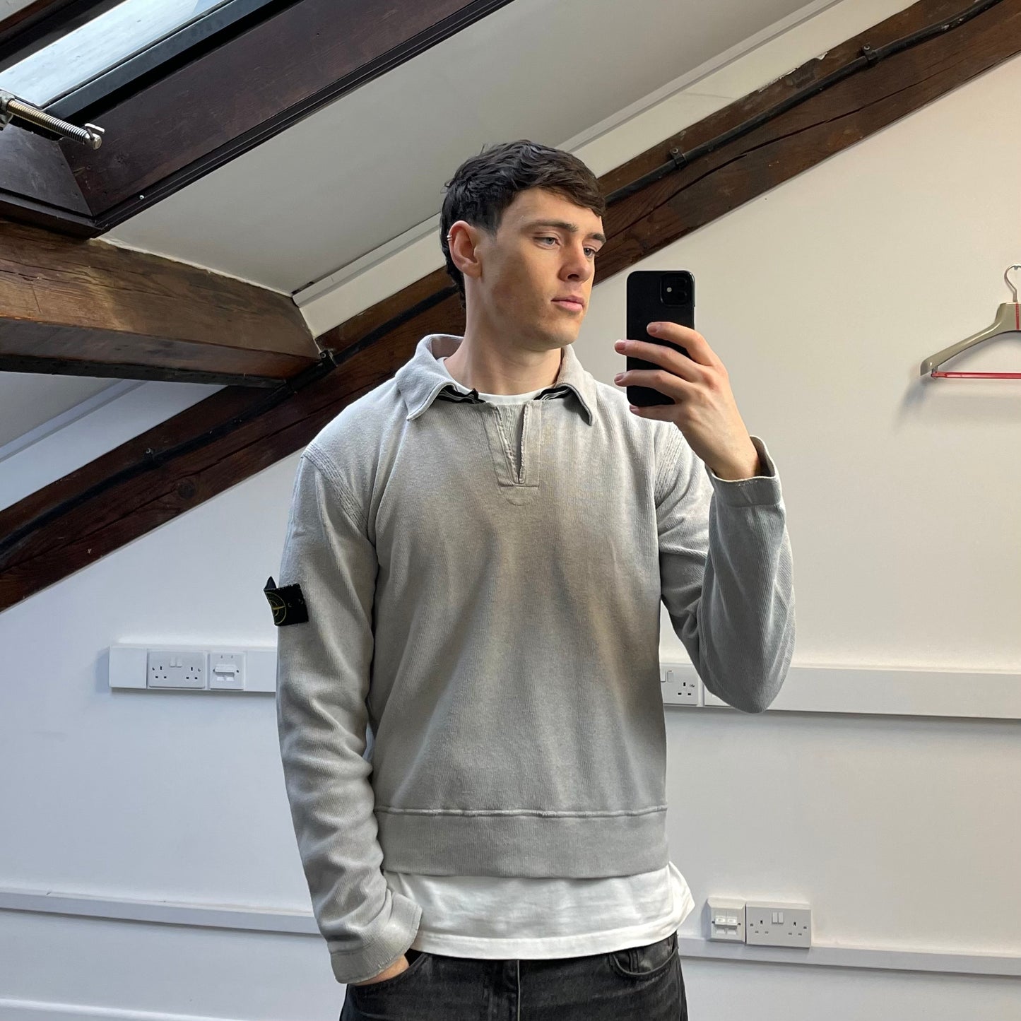Stone Island Grey Lightweight Collared Jumper