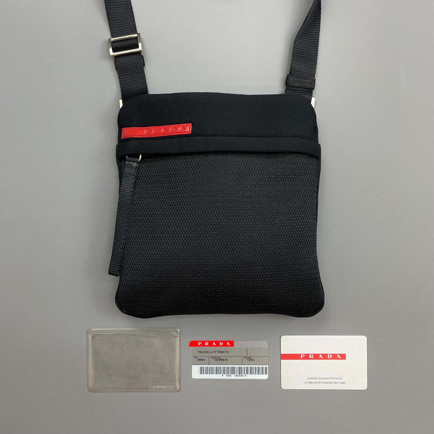 Prada Sport Black 1999 Neoprene Mesh Side Shoulder Bag
