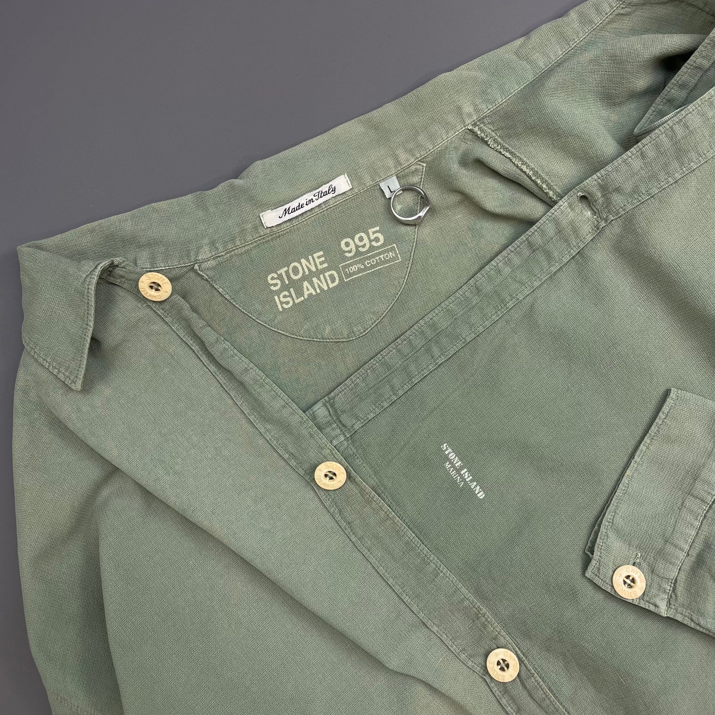 Stone Island Marina Green 1995 Lightweight Cotton Button-Through Shirt