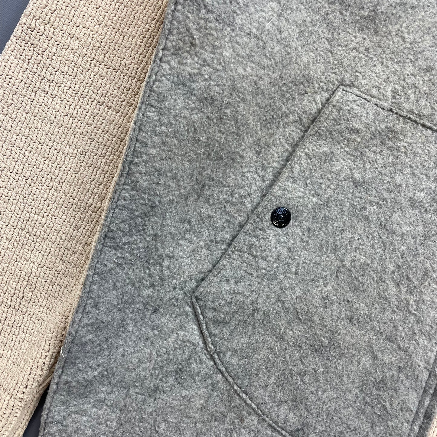 Stone Island Cream & Grey AW06 Hybrid Wool Knit Jacket
