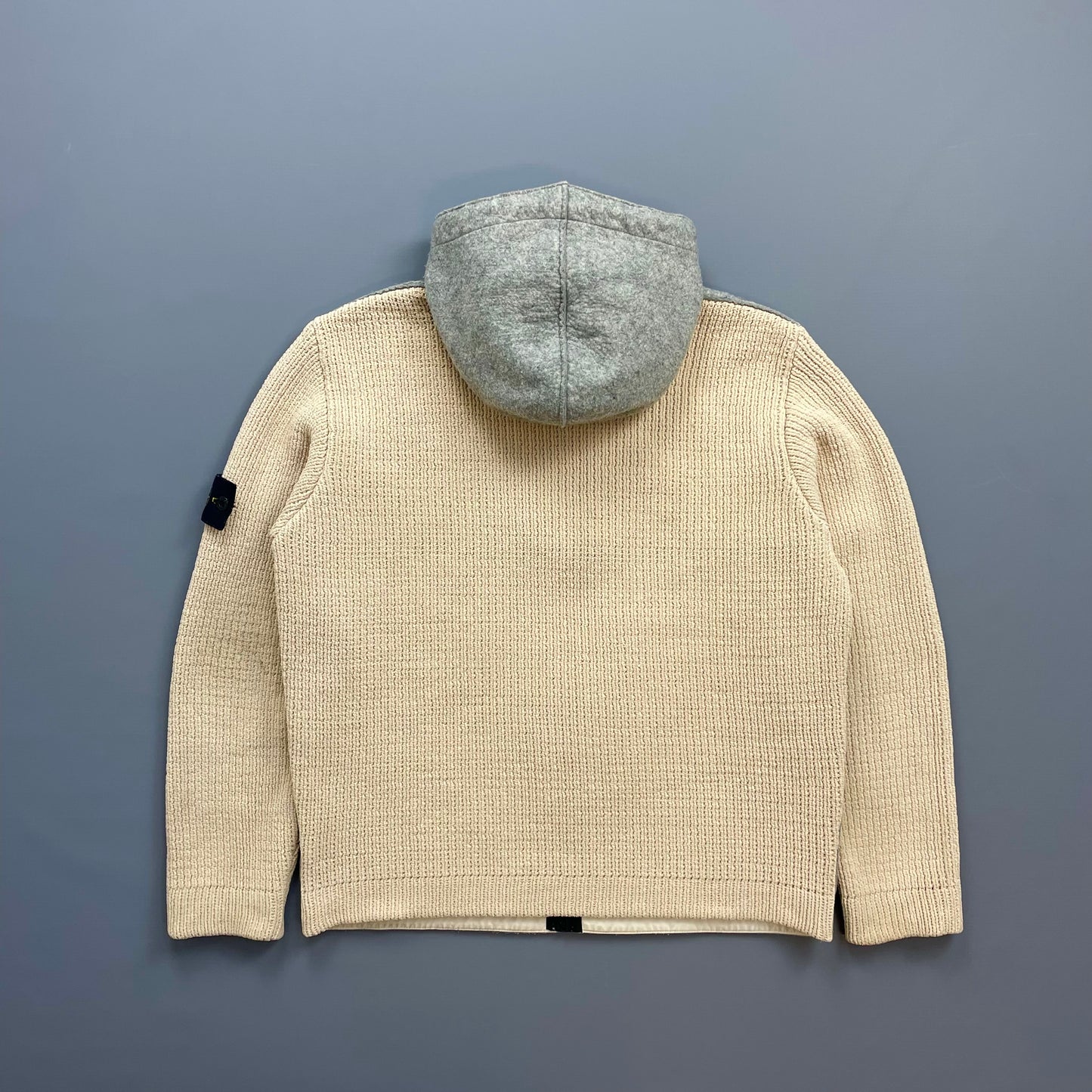 Stone Island Cream & Grey AW06 Hybrid Wool Knit Jacket