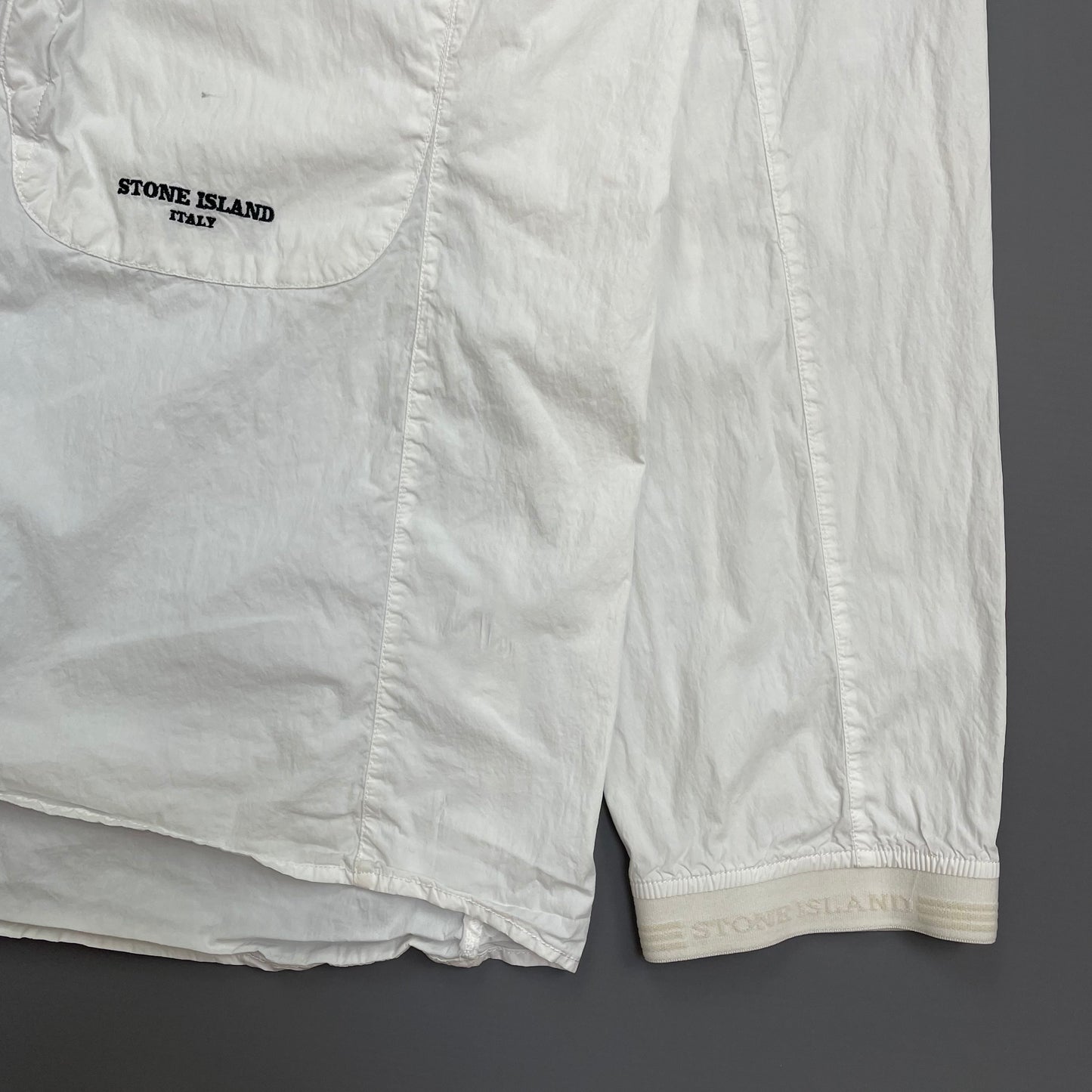 Stone Island White SS05 Technical Spiral-Stitch Lightweight Spellout Overshirt Jacket