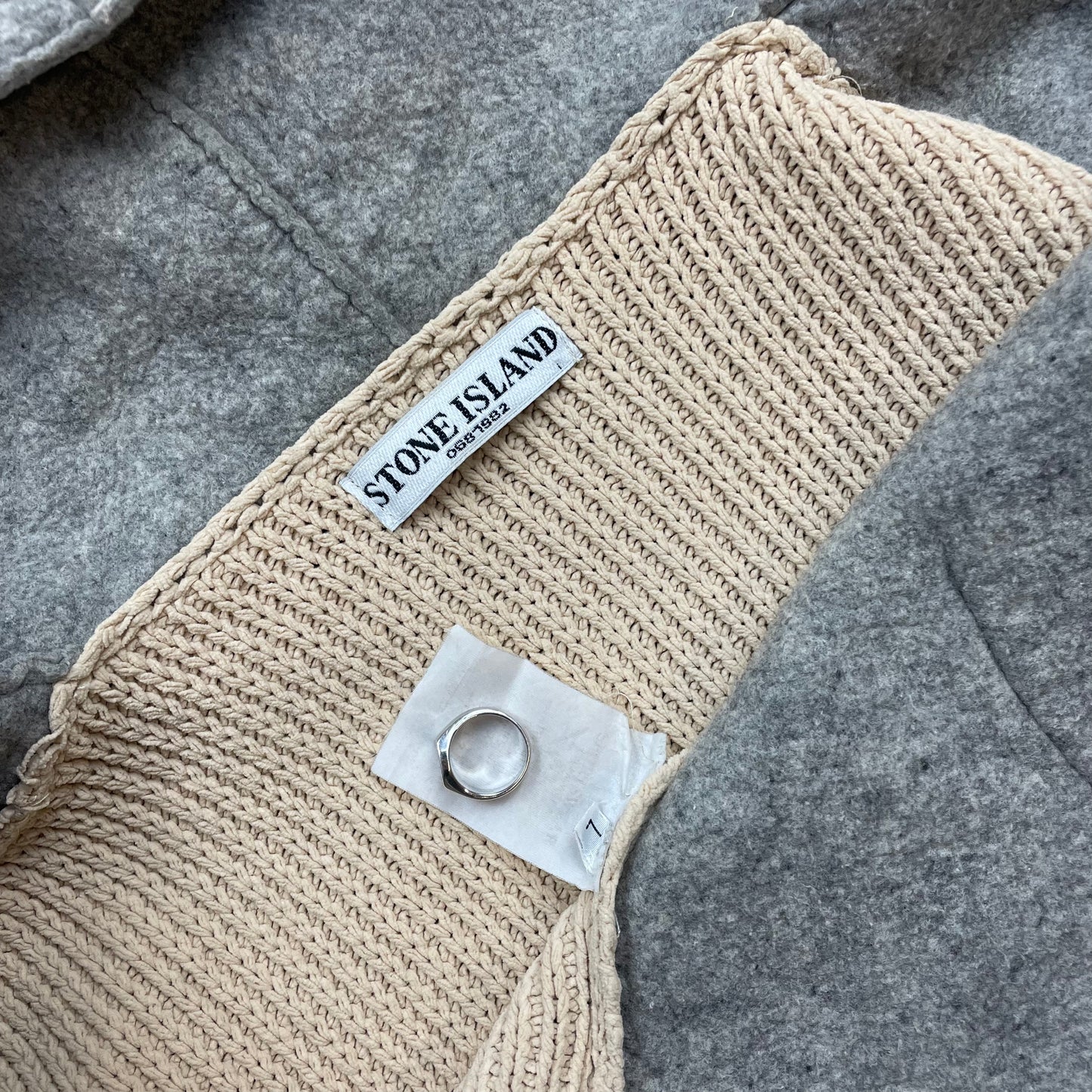 Stone Island Cream & Grey AW06 Hybrid Wool Knit Jacket