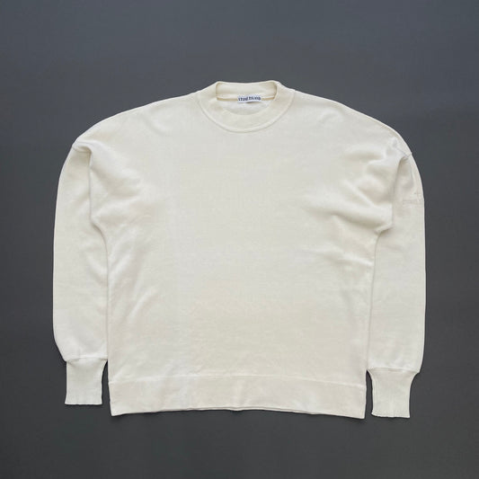 Stone Island Cream White 80s Japan Release Ideas From Massimo Osti Minimalistic Spellout Jumper