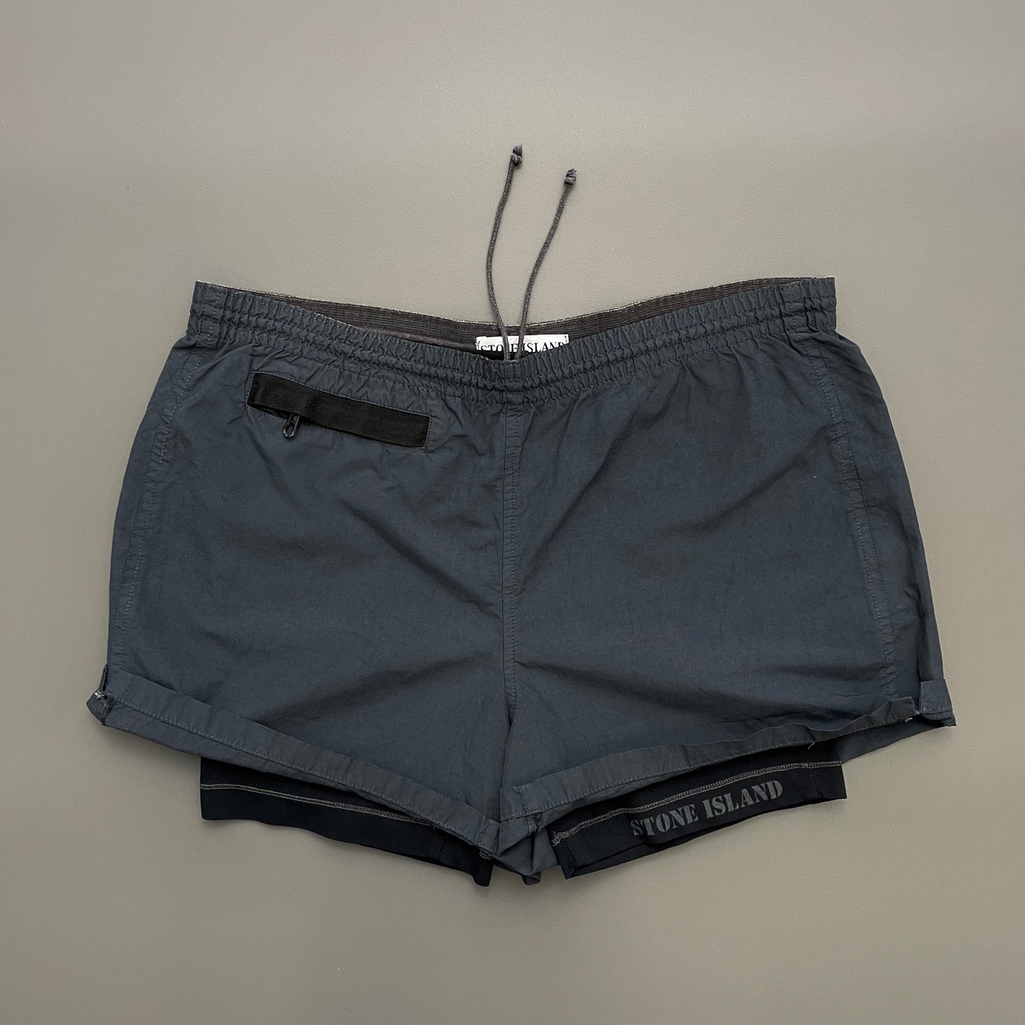 Stone Island Black SS98 Lined 2-in-1 Sport Running Shorts