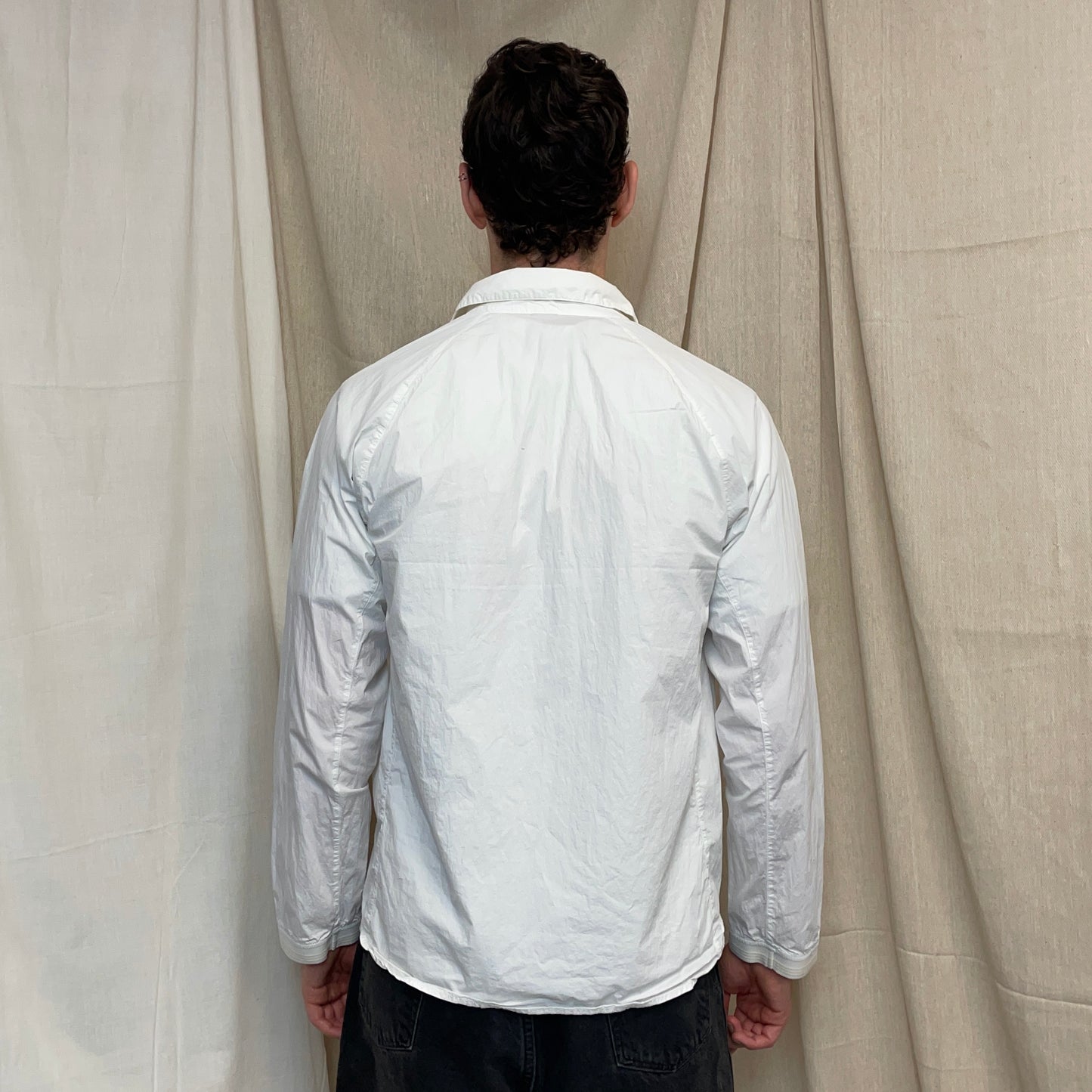 Stone Island White SS05 Technical Spiral-Stitch Lightweight Spellout Overshirt Jacket