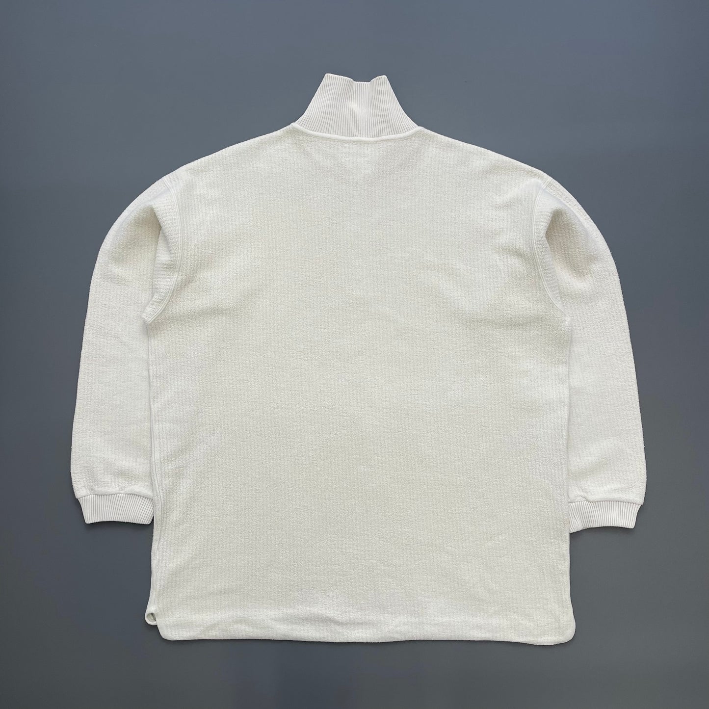 Boneville Cream White 80s Zip Collar Fleece Jumper