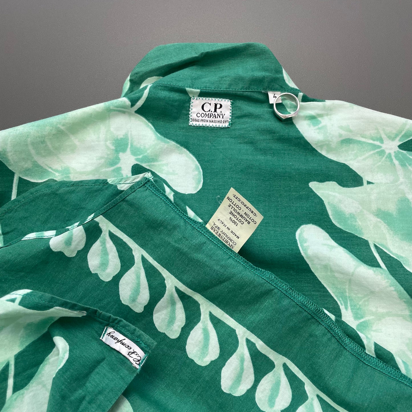 C.P. Company Green 80s Ideas From Massimo Osti Floral Print Short Sleeve Shirt