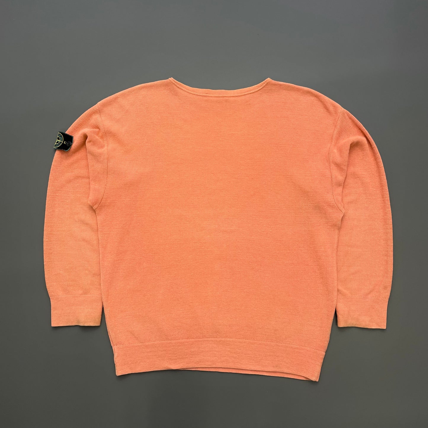 Stone Island Orange 80s Linen-Blend Green Edge Badge Ribbed Knit Jumper