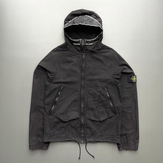 Stone Island Black SS06 Distressed Coated Cotton Hooded Jacket
