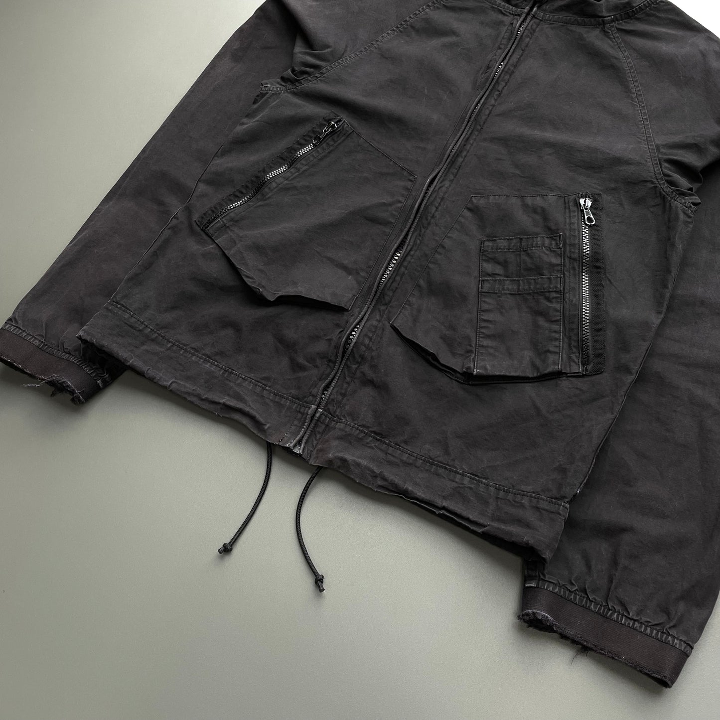Stone Island Black SS06 Distressed Coated Cotton Hooded Jacket