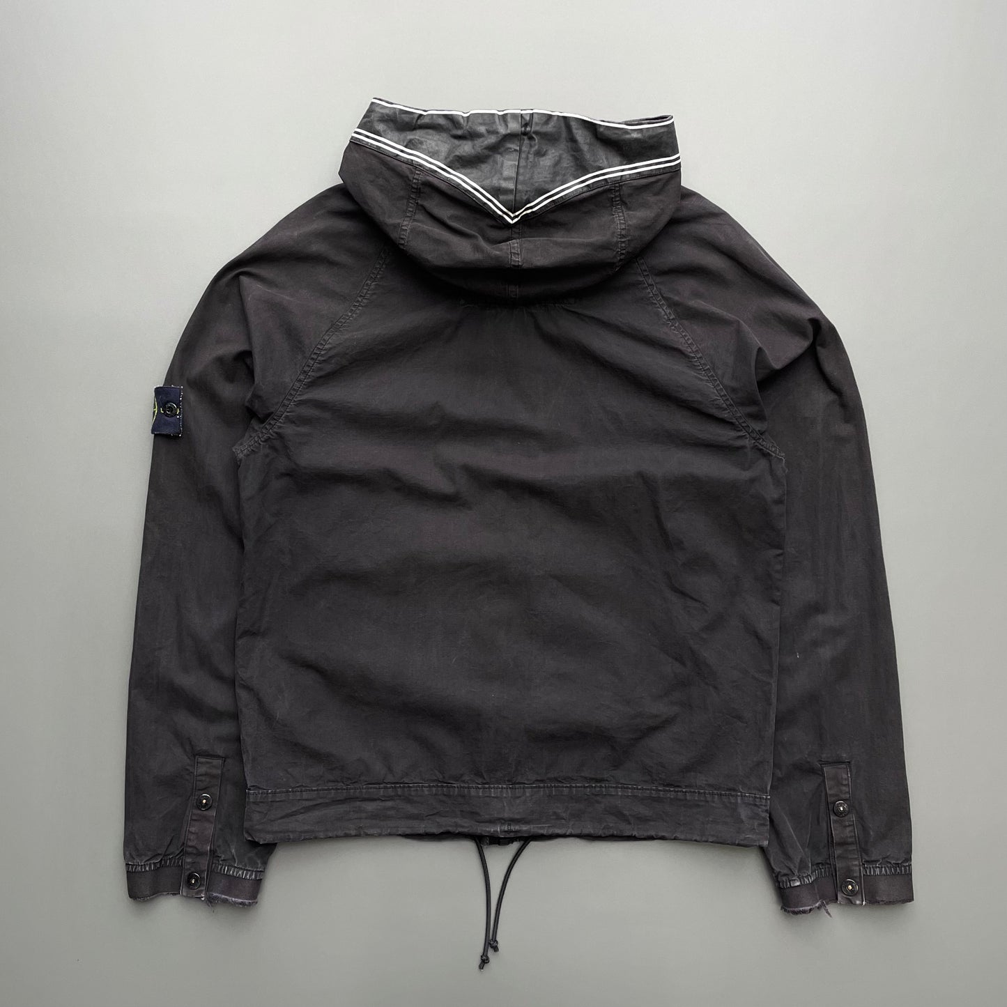 Stone Island Black SS06 Distressed Coated Cotton Hooded Jacket