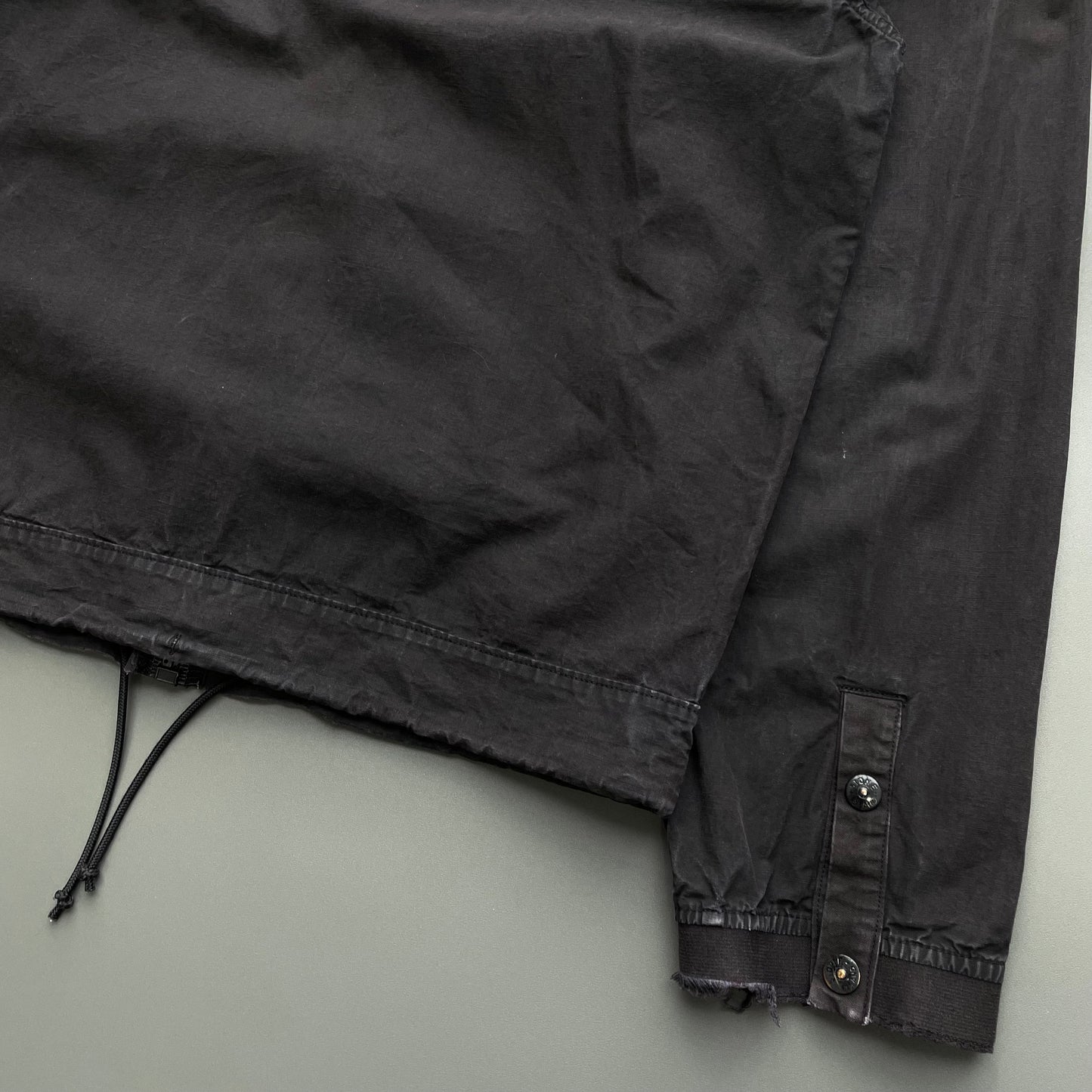 Stone Island Black SS06 Distressed Coated Cotton Hooded Jacket