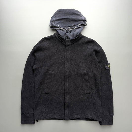 Stone Island Black 00s Hybrid Wool Blend Hooded Jacket
