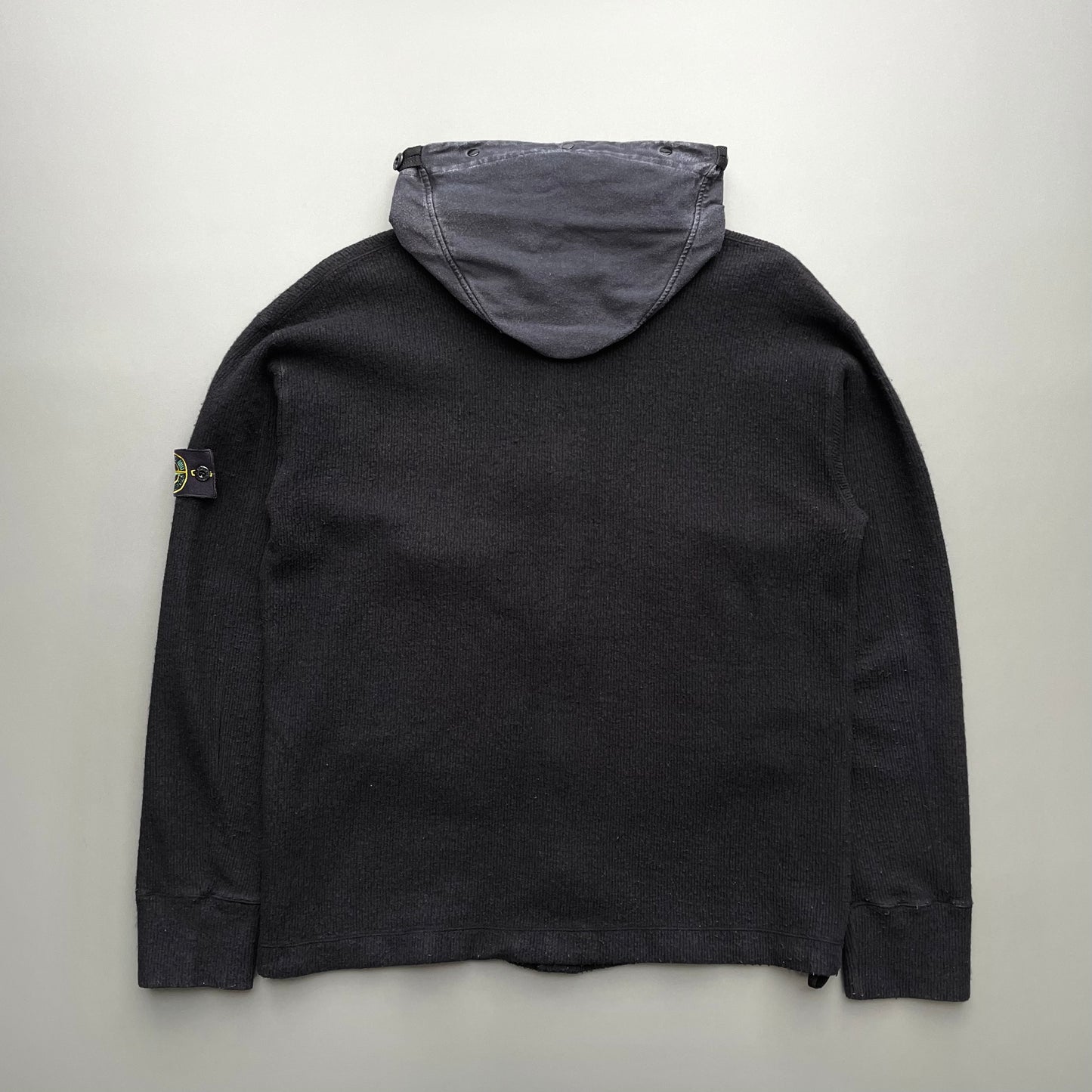 Stone Island Black 00s Hybrid Wool Blend Hooded Jacket