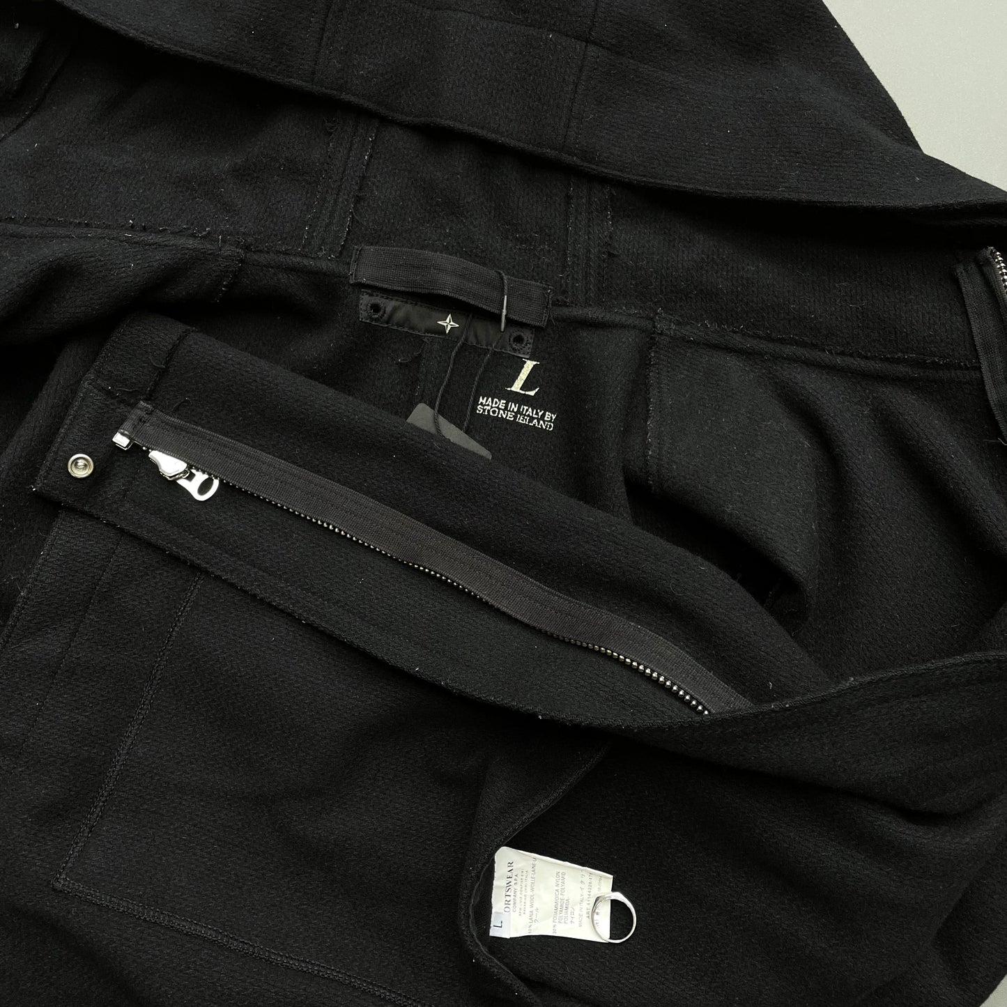 Stone Island Denims Black AW04 Wool Hooded Parka Jacket