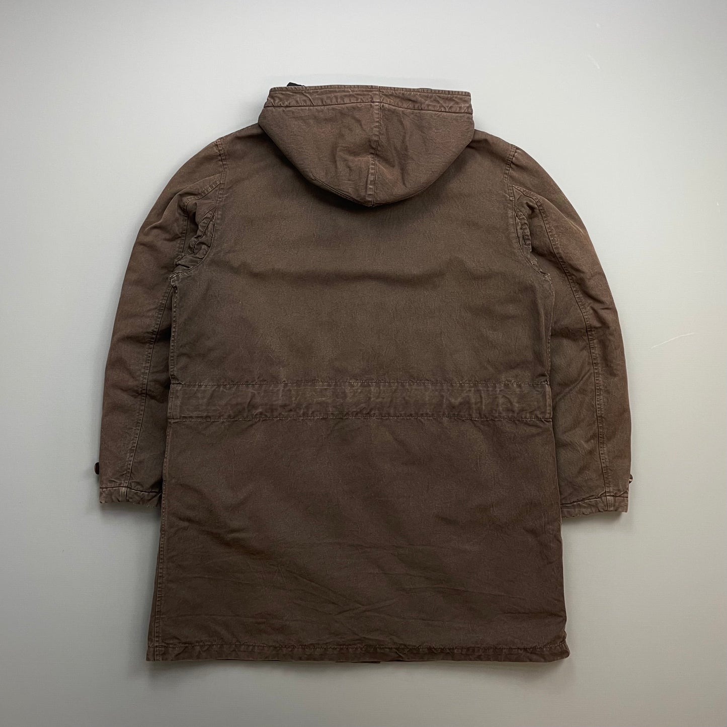 C.P. Company Brown 00s Canvas Hooded Longline Parka Coat